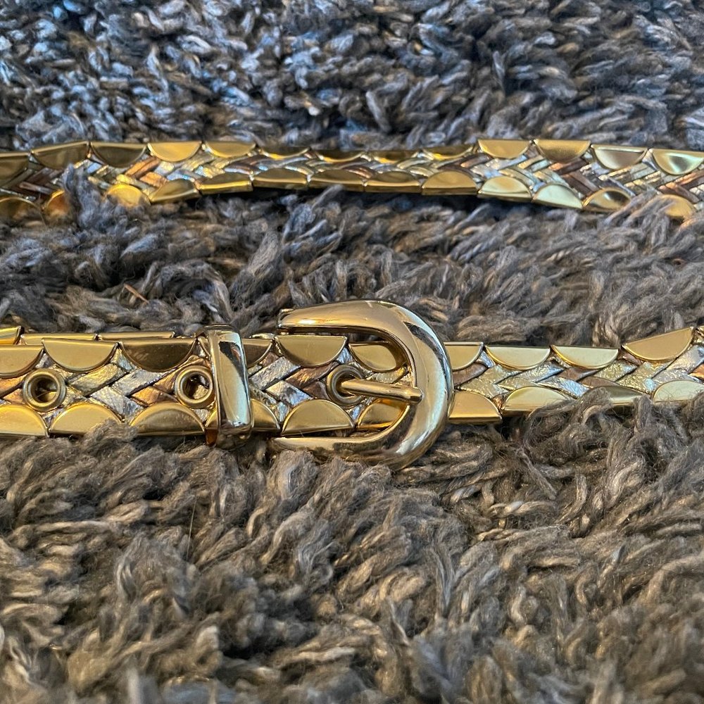 Vintage gold and silver leather belt